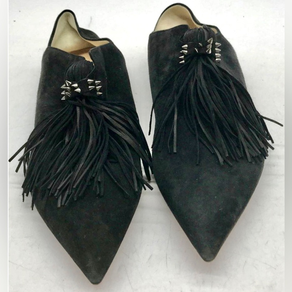 LIKE NEW!!! CHRISTIAN LOUBOUTIN Medinana Collapsible Black Suede Tassel Flats